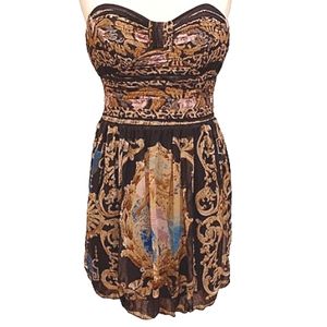 Bebe Silk Chiffon Bubble Hem Strapless Cocktail Dress- Sz. Med